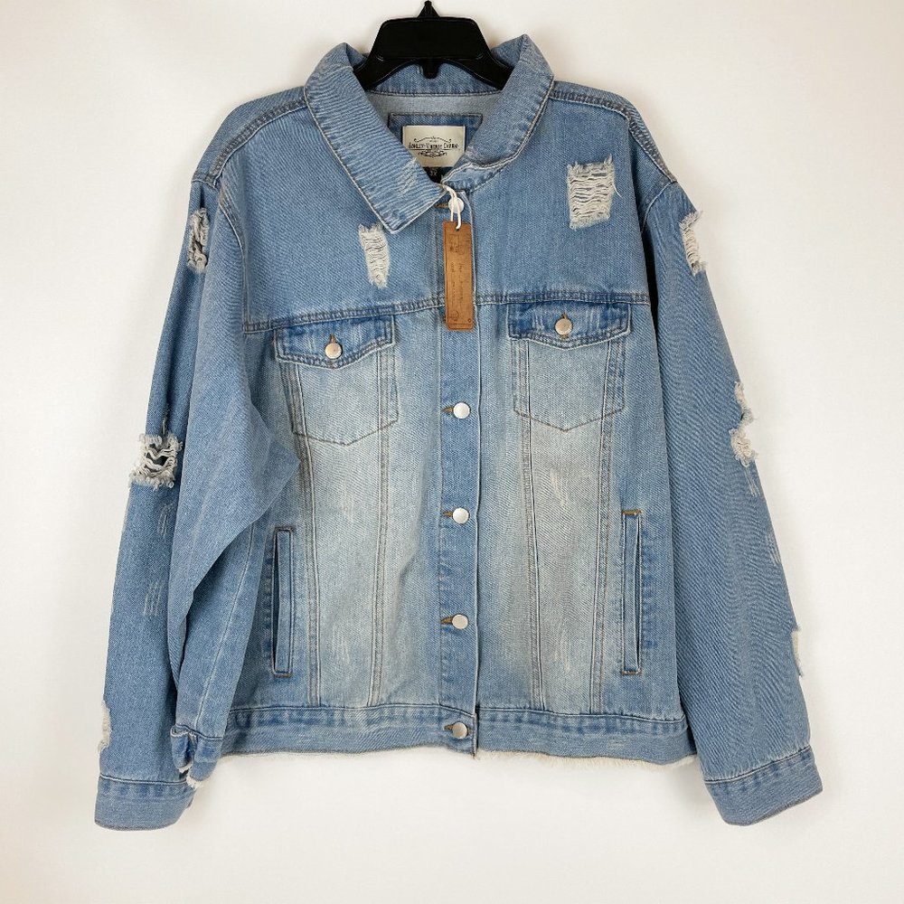 Ashley Vintage Charm Denim Jacket Distressed 3X